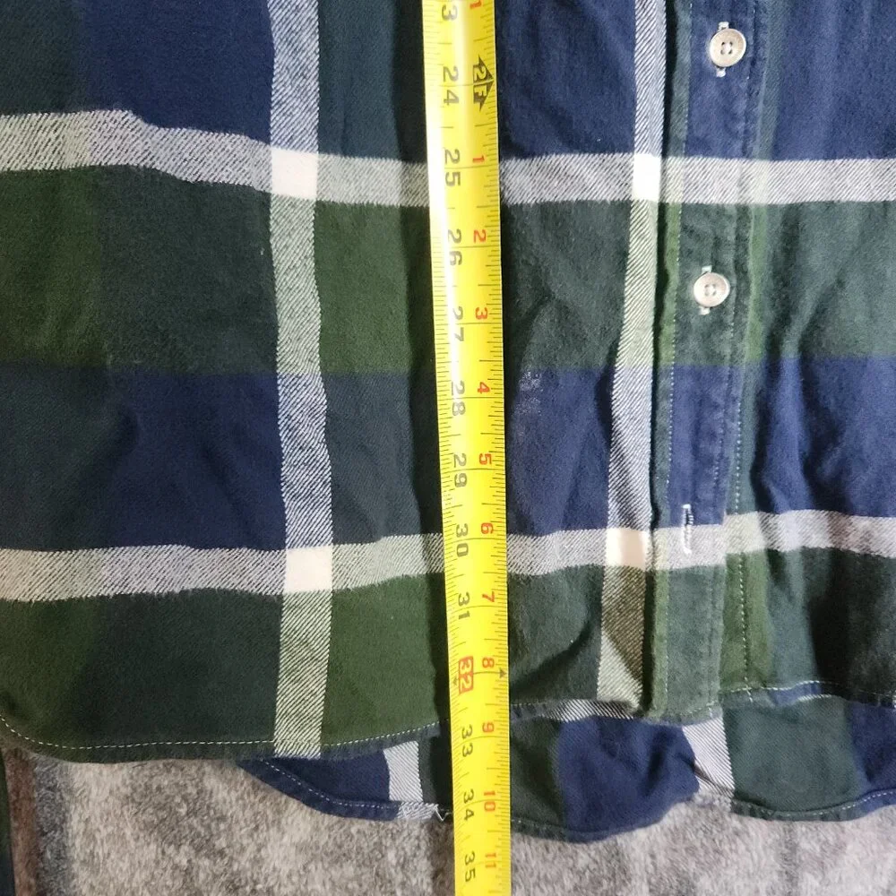 True Religion Shirt Dress Womens Large Green Plaid Flannel Button Down Tie Front - Picture 7 of 10